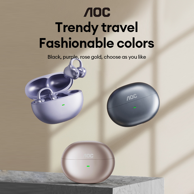 Headphones Wireless - AOC ACD2544 หูฟังบลูทูธไร้สายแบบหนีบหู หูฟังแบบเปิดหู เสียงสเตอริโอรอบทิศทาง ดีเลย์ต่ำ