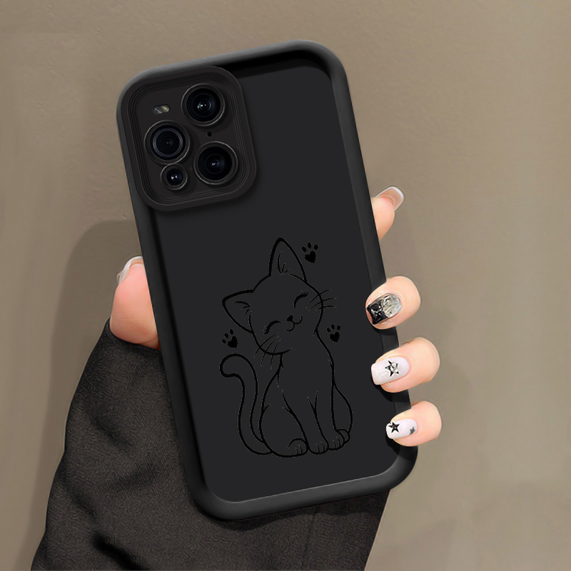 Oppo Find X8 - เคสโทรศัพท์ลายเส้นวาดภาพแมว สำหรับ OPPO Find X9 X8
