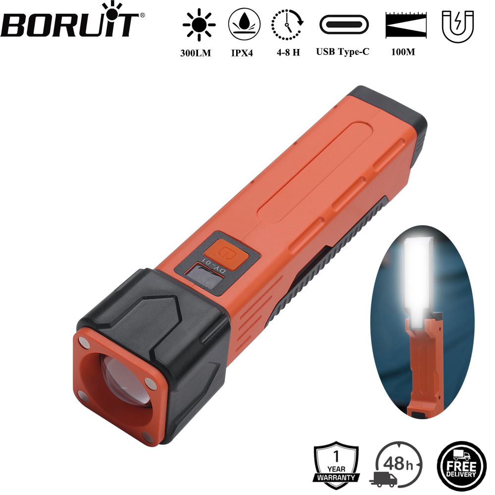 Power Bank - ไฟฉาย LED BORUiT 300LM แบบซูมได้ ชาร์จผ่านพอร์ต