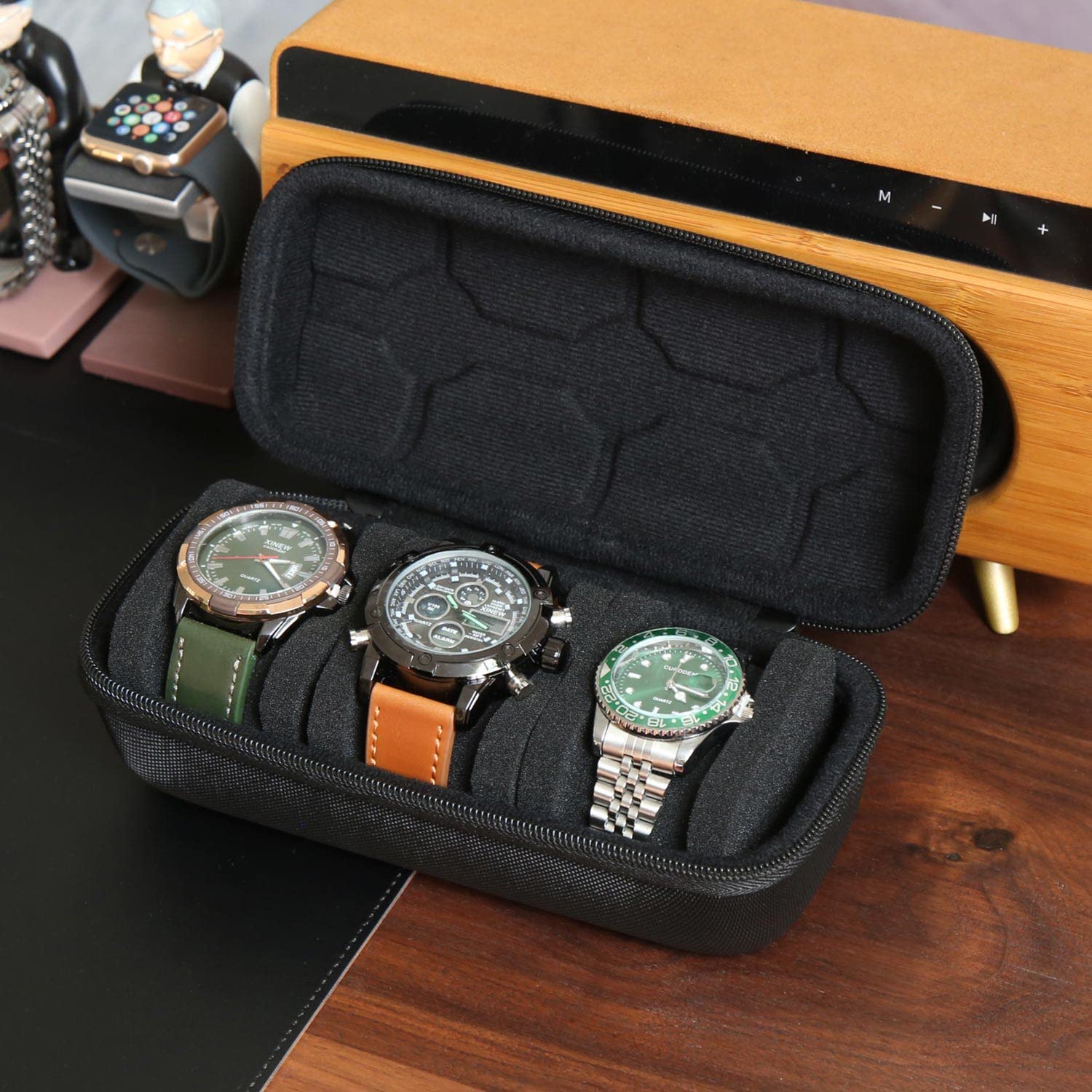 Smart Watch - กล่องใส่นาฬิกาสําหรับผู้ชายหรือผู้หญิง,นาฬิกากระเป๋าเดินทางแบบพกพานาฬิกาผู้ถือจอแสดงผลสําหรับนาฬิกาข้อมือและนาฬิกาสมาร์ท