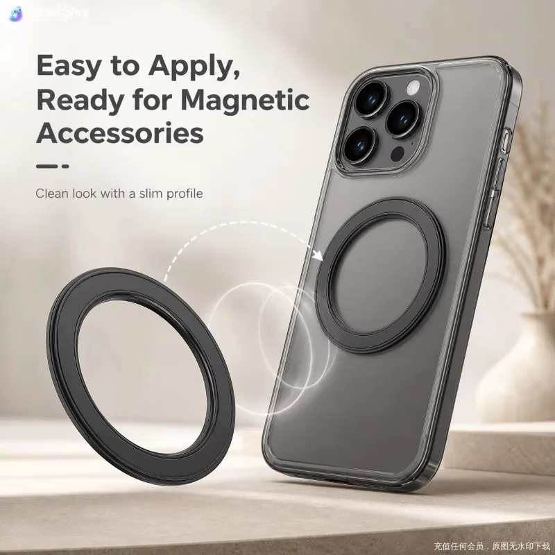 Phone Holder - สำหรับที่วางโทรศัพท์แบบวงแหวนแม่เหล็กแรงสูง Magsafe ที่ยึดติดผนังด้วยแม่เหล็ก ที่ยึดโทรศัพท์มือถือบนคอนโซลรถยนต์ สำหรับ iPhone