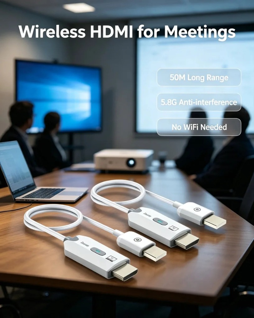 Hdmi Adapter - ตัวส่งสัญญาณและตัวรับสัญญาณไร้สาย HDMI รองรับการถอดรหัส 4K ระยะ 50