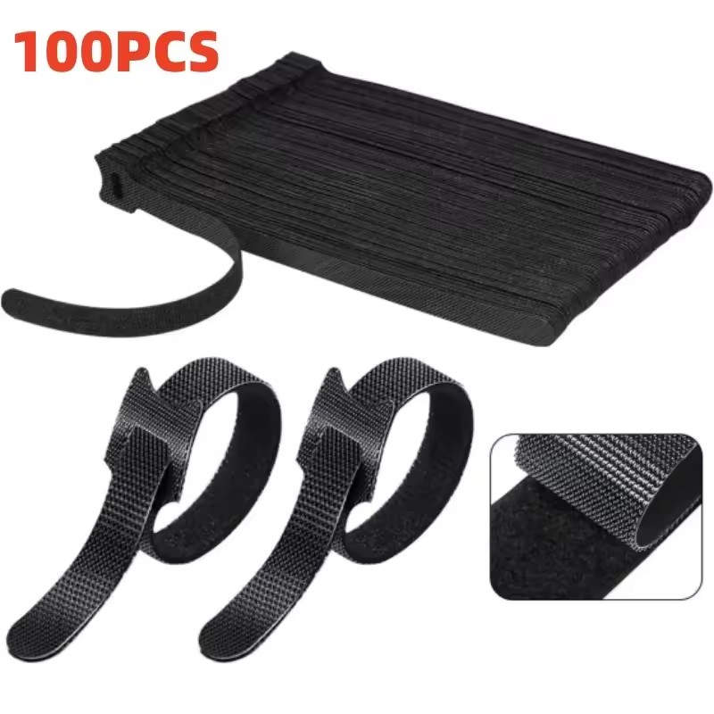 Cable Organizer - 100 ชิ้น สายรัดจัดระเบียบสายเคเบิลแบบถอดได้ สำหรับจัดการสายเมาส์ หูฟัง และสายไฟ