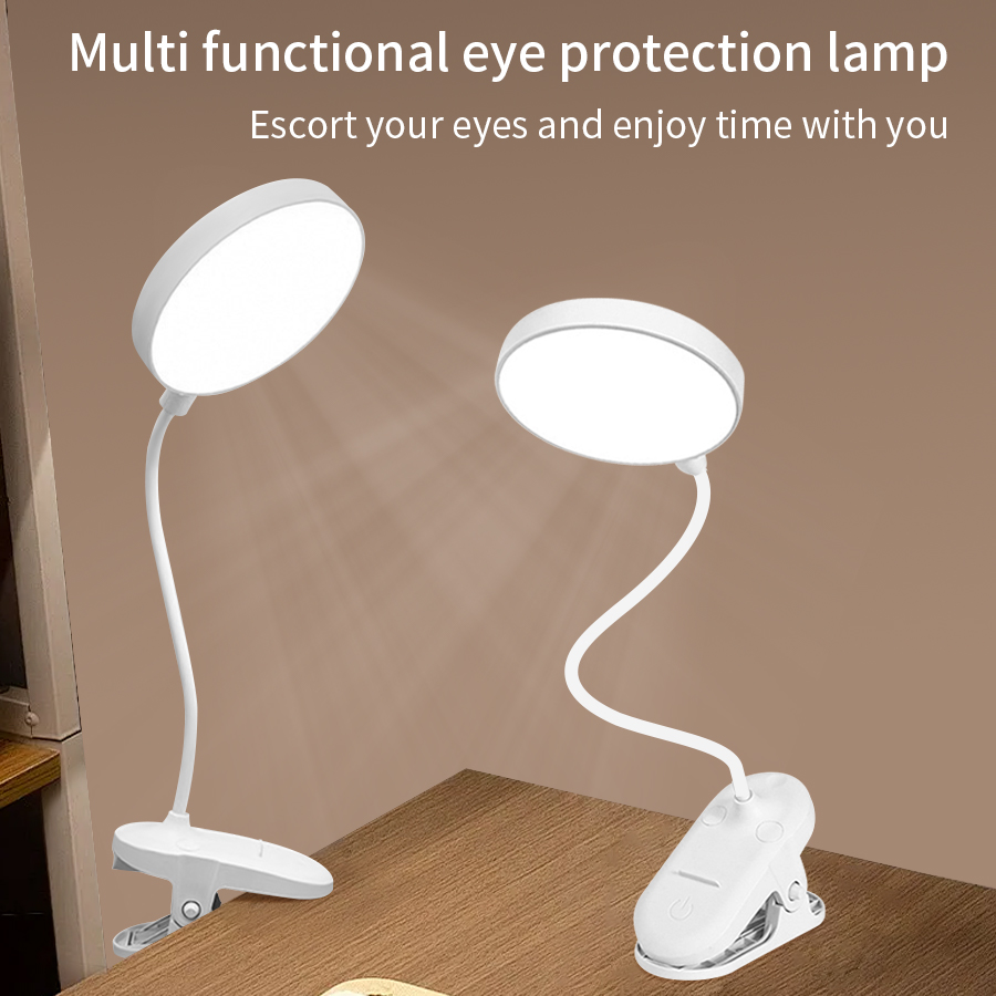 Phone Holder - โคมไฟตั้งโต๊ะแบบหนีบ LED 360 ° ไฟอ่านหนังสือแบบยืดหยุ่น ปรับความสว่างได้