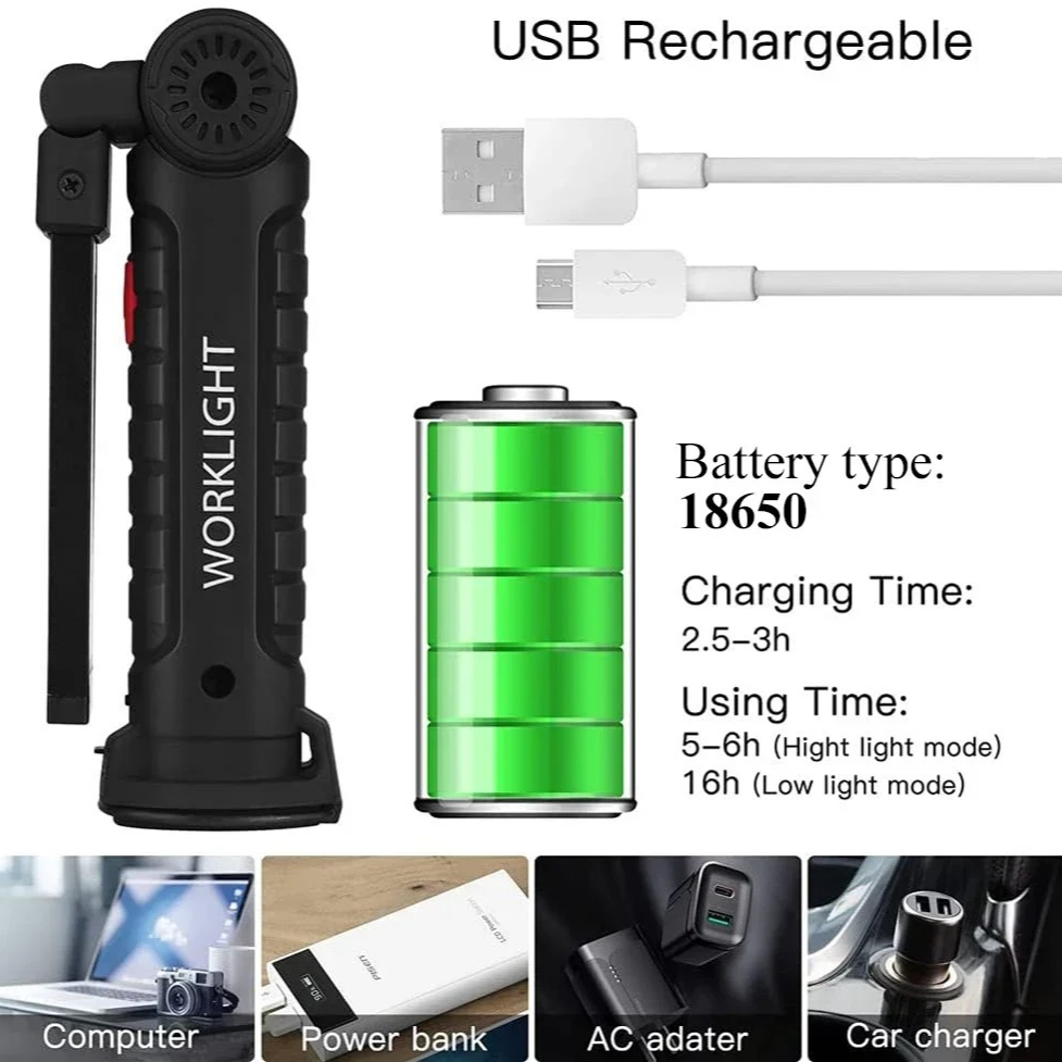 แบบพกพา COB ไฟฉาย LED USB ชาร์ - Power Bank บทวิจารณ์และราคา