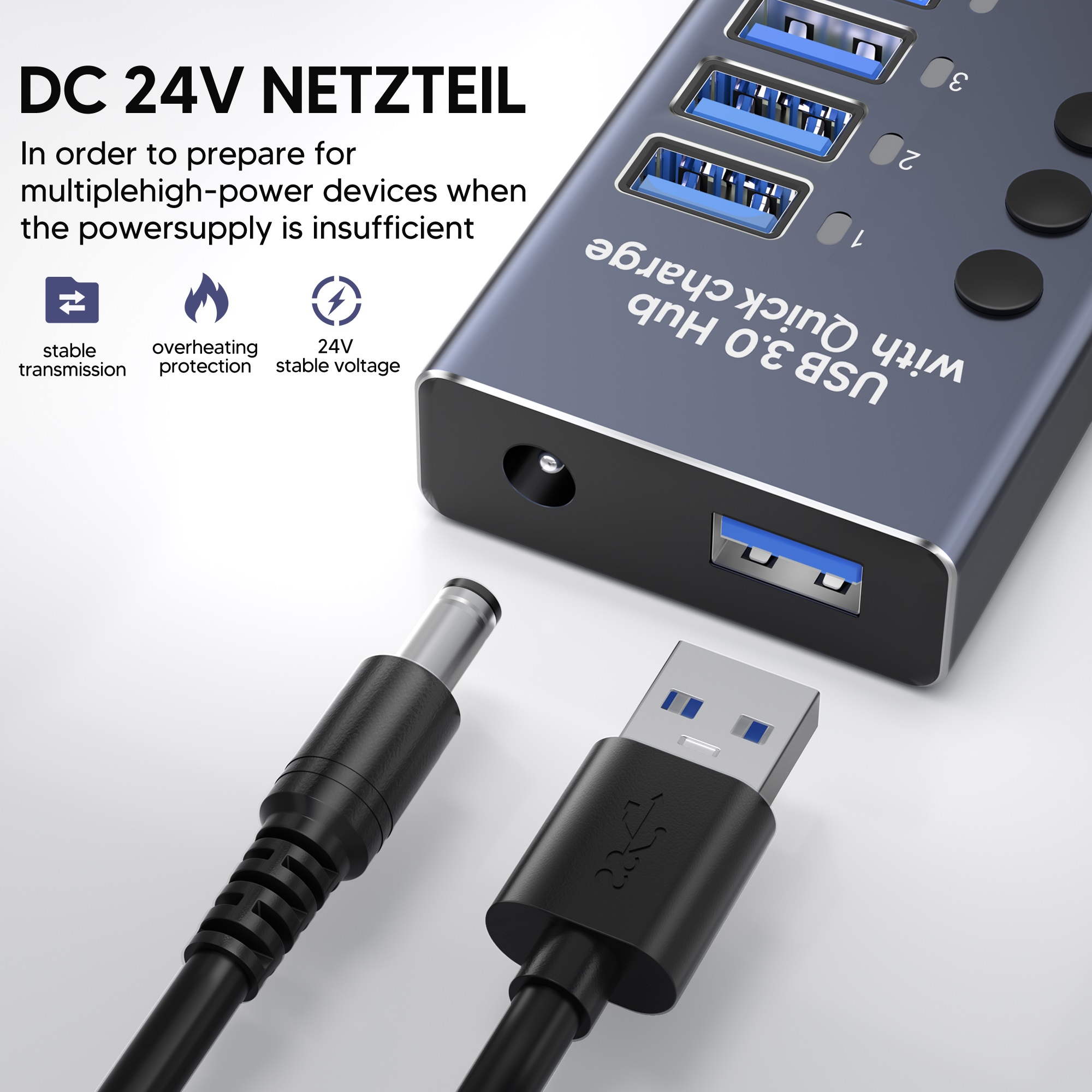 ฮับ USB 3.0 ความเร็วสูง 5Gbps  - Usb Hub บทวิจารณ์และราคา